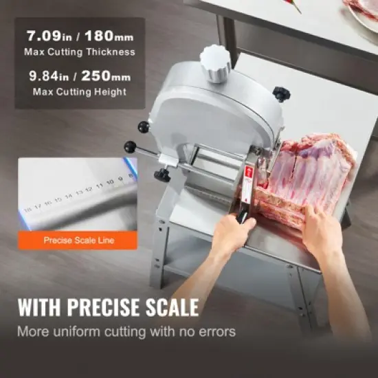 VEVOR Electric Meat Saw, 1800W Stainless Vertical Cutter, 19.1"x15" Workbench, 7.09" Cutting Thickness, Includes 5 Blades image {4}