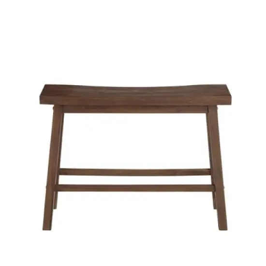 Saddle Design Wooden Bench with Grain Details - Benzara image {1}
