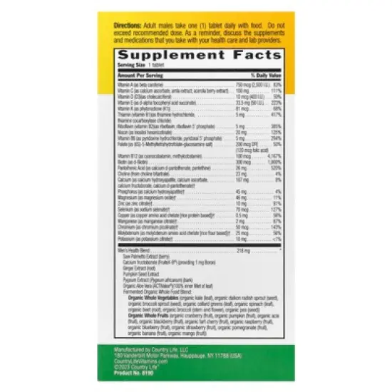 Country Life Core Daily&reg; 1 Multivitamin, For Men, 60 Tablets image {1}