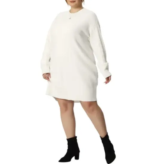 Agnes Orinda Women's Plus Size Long Sleeve Knit Pullover Short Sweater Dresses image {6}