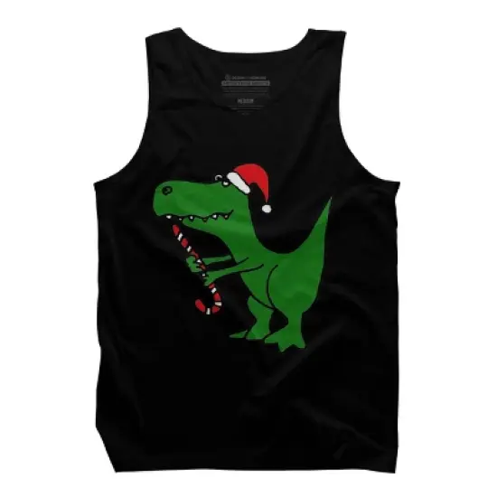 Men's Design By Humans Funny Christmas Green T-rex Dinosaur By SmileToday Tank Top image {4}