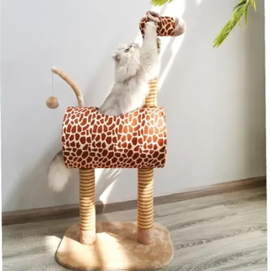 ZEZE Animal Style Cat Tree with Tunnel & Scratcher image {2}