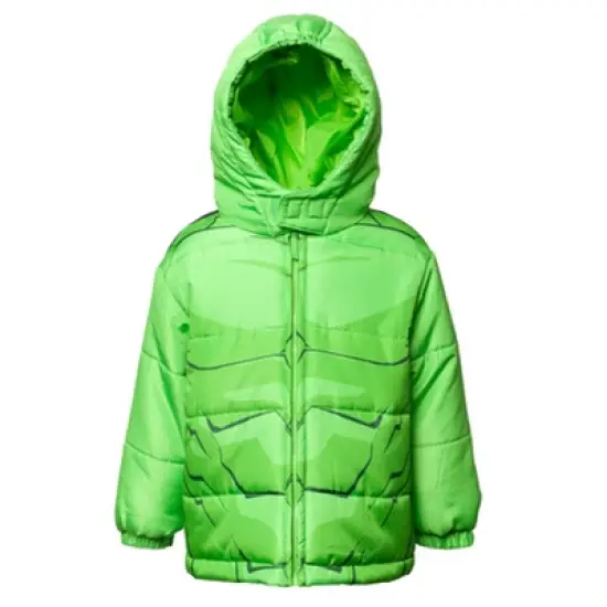 Marvel Avengers Spider-Man Hulk Black Panther Captain America Zip Up Winter Coat Puffer Jacket Toddler to Big Kid image {7}