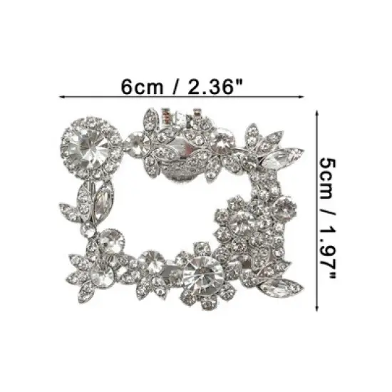 Unique Bargains Women's Rhinestone Shoe Clips Silver Tone 2 Pcs image {1}