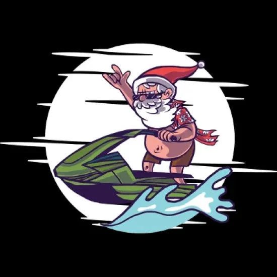 Men's Design By Humans Christmas Cartoon Santa Riding A Jet Ski By rasok Tank Top image {1}