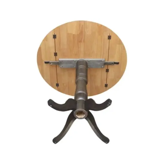 42" Nathaniel Round Dual Drop Leaf Bar Height Dining Table Hickory/Washed Coal - International Concepts image {6}