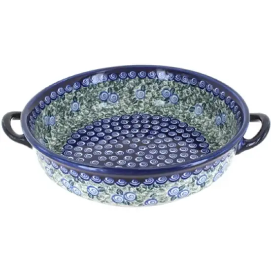 Blue Rose Polish Pottery 1455 Zaklady Round Casserole with Handles image {7}