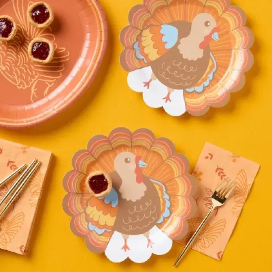 10ct Thanksgiving Turkey Shaped Dinner Plates - Spritz&trade; image {1}