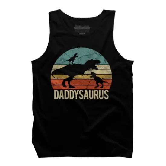 Men's Design By Humans Retro Daddy Dinosaur Daddysaurus Roar By nathanhoang Tank Top image {4}