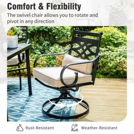 Captiva Designs 5pc Outdoor Dining Table & Metal Chairs with Thick Seat & Back Cushions image {1}