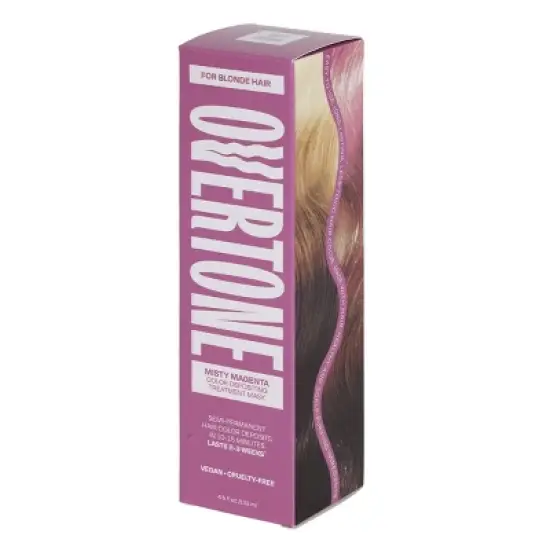 Overtone Misty Magenta Hair Mask- Semi-Permanent Hair Dye & Color Conditioner- Vegan, Ammonia-Free, Cotton Candy Pink for Brown & Blonde Hair image {8}