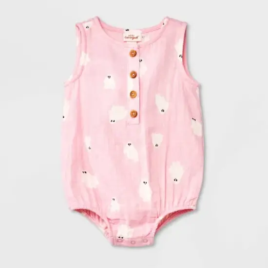 Baby Girls' Ghost Gauze Sleeveless Romper - Cat & Jack&trade; Light Pink image {4}