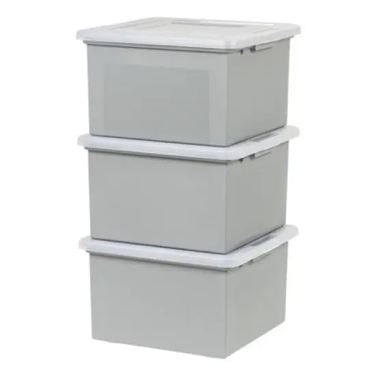 IRIS 3pk Letter and Legal File Boxes Gray: Plastic File Organizer & Storage Bin for Hanging Files image {8}