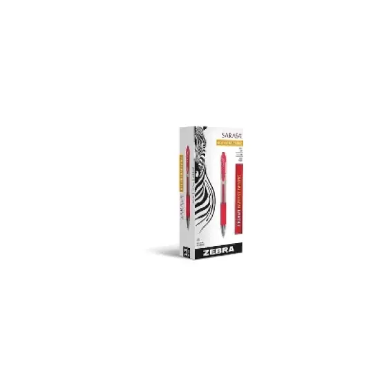 Zebra Sarasa Retractable Gel Pen Red Ink Medium Dozen 46830 image {2}