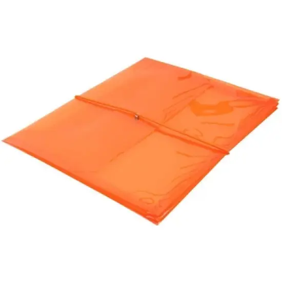 JAM Paper 9 3/4'' x 13'' Plastic Envelopes with 2 5/8" Expansion, Elastic Closure, Letter Booklet - Orange: Large File Binder image {1}