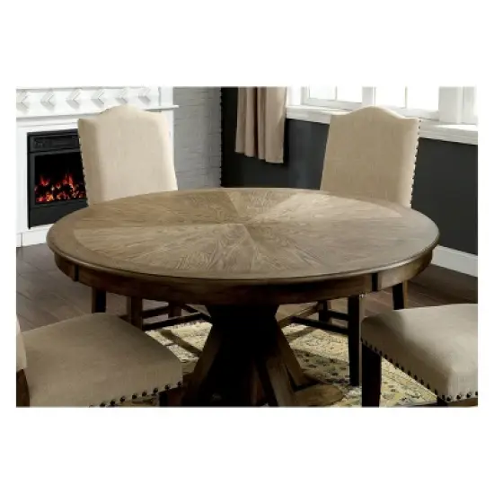 Iohomes Jellison Transitional Round Dining Table Light Oak - HOMES: Inside + Out image {3}