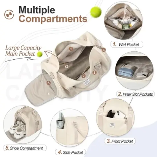Gym Tote Duffle Bag with Wet Pocket & Shoe Compartment image {5}