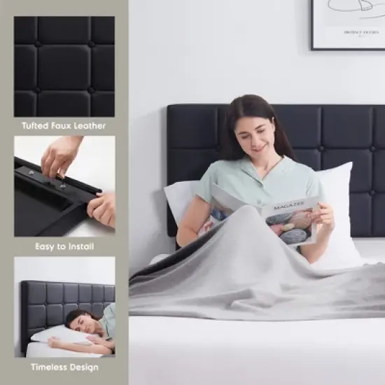 Nestl Button Tufted Upholstered Headboard, Bed Headboard Only image {3}