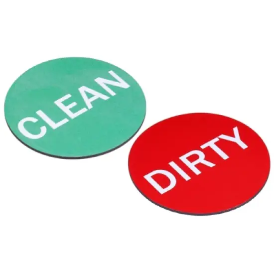 Unique Bargains Double-sided Clean Dirty Sign Round Dishwasher Magnet 3.5" Red-Green image {4}