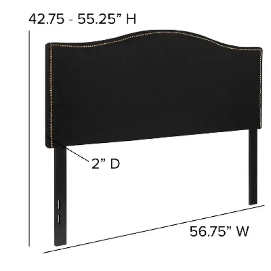 Flash Furniture Lexington Upholstered Full Size Headboard with Accent Nail Trim in Black Fabric image {4}