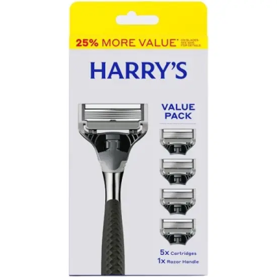 Harry's 5-Blade Men's Razor - 1 Razor Handle + 5 Razor Blade Refills - Chrome Edition Handle image {8}