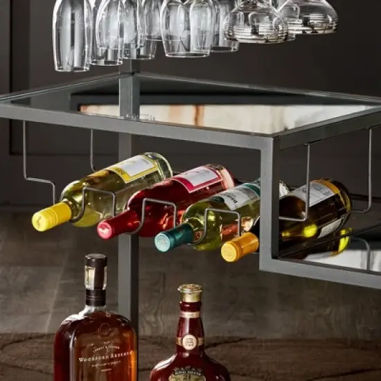 Estelle Step Tier Metal and Glass Bar Cart - Inspire Q image {7}