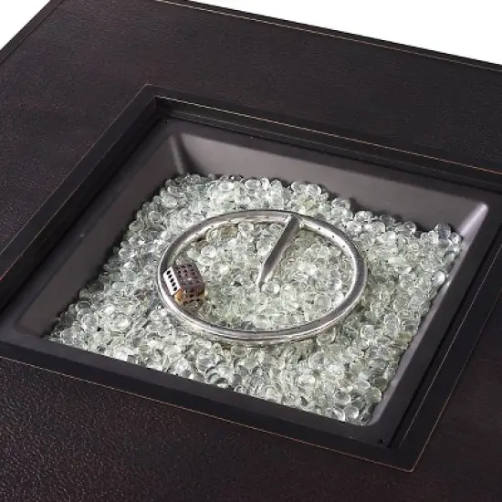 42" Square Aluminum 55000 BTUs Propane Fire Pit Table with Two Covers Lid - Copper- Oakland Living image {3}