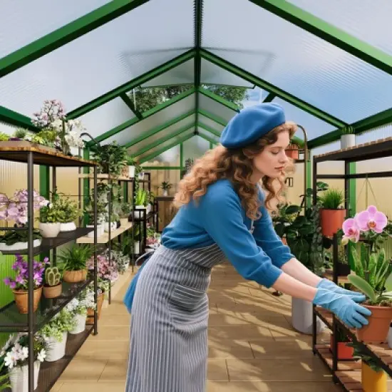 Large Walk in Greenhouses for Outdoors and Garden Planting, Polycarbonate Greenhouse w/Enhanced Aluminum Frame,w/Quick Setup Structure and Roof Vent image {7}