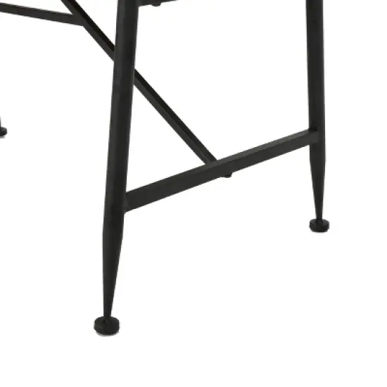 GDFStudio Ellaria Outdoor Industrial Acacia Wood Coffee Table, Antique Teak/Black image {7}