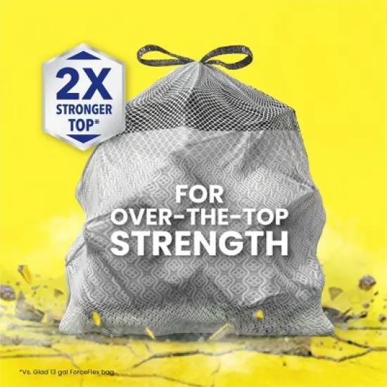 Glad ForceFlex MaxStrength Drawstring Odor Shield Trash Bags - 13gal - 45ct image {2}