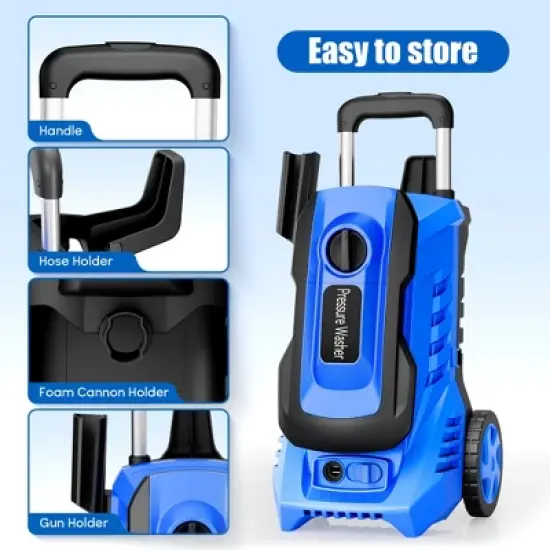 SUGIFT Electric Pressure Washer, 3300 Max PSI, 2.0 GPM, 1800W High-Performance Cleaner with 4 Quick-Connect Nozzles & Foam Cannon image {6}