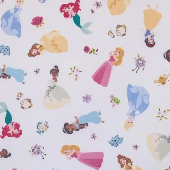 NoJo Disney Princess Pink, Blue, Yellow, and White Super Soft Nursery Fitted Mini Crib Sheet image {1}