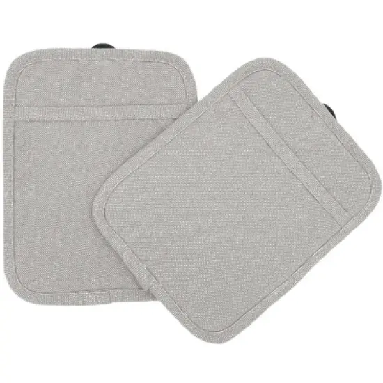 Home Mart Goods Grey Heat Resistant Thick Soft Quilted Lining Kitchen Oven Pot Holders With Neoprene and Cotton Non-slip - 2 Pack image {3}