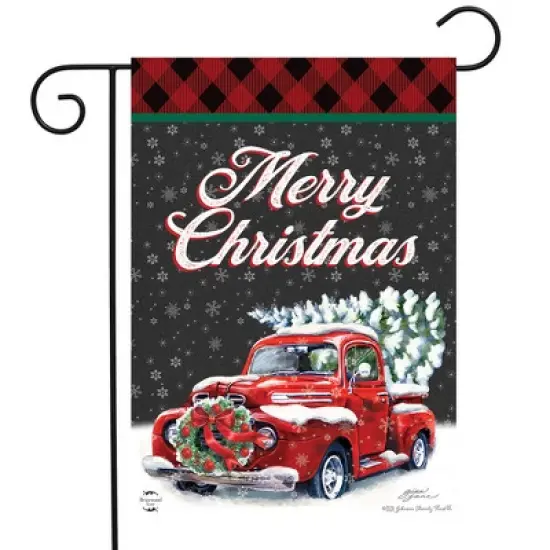 Briarwood Lane Garden Flag 12x18 For Outdoor Merry Christmas Pickup For Christmas Garden Flag Flags For Outside image {1}