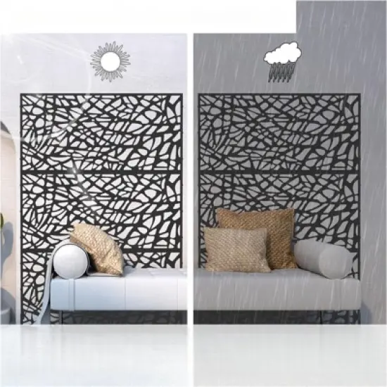 DSVIMOY Privacy Screens and Panels, Freestanding Outdoor Indoor Privacy Screen, Decorative Privacy Screen for Balcony, Black, 48.31"*15.75"*70.75" image {1}