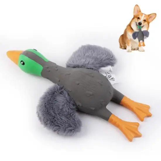 Allforpaws Squeaky Latex Dog Toys Filled with Crepe Paper Plush Wings, Soft Wing Mallard, 11.22", Gray image {7}