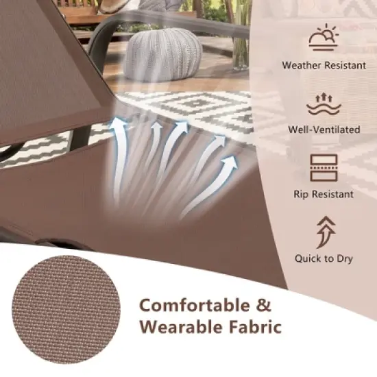 Tangkula Set of 2 Patio Chaise Lounge Stackable Folding Lounge Chair w/ Adjustable Back image {5}