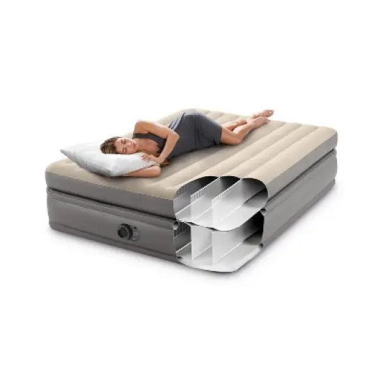 Intex Raised Comfort Pillowtop 20" Queen Air Mattress with Built in Pump image {3}