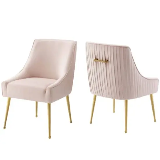 Set of 2 Discern Pleated Back Upholstered Performance Velvet Dining Chairs - Modway image {9}