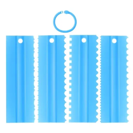 Unique Bargains Plastic Comb Lace Cake Decorating Kitchen Scrapers 4 Pcs image {6}