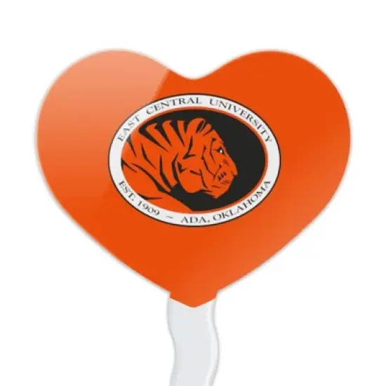 East Central University Primary Logo Heart Love Cupcake Picks Toppers Decoration Set of 6 image {1}