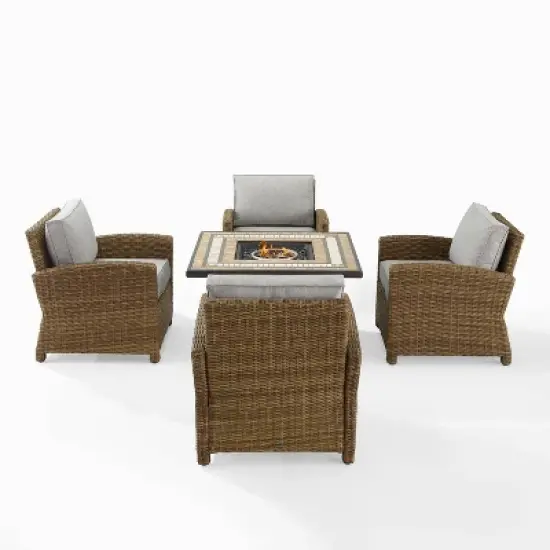 Bradenton 5pc Outdoor Wicker Arm Chair & Fire Table Set - Crosley
 image {6}