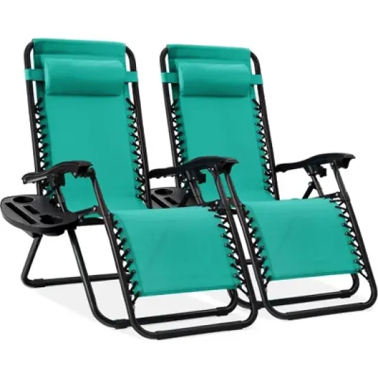Best Choice Products Set of 2 Zero Gravity Lounge Chair Recliners for Patio, Pool w/ Cup Holder Tray image {22}