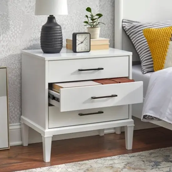 Sussex 3 Drawer Nightstand White - Lifestorey image {2}