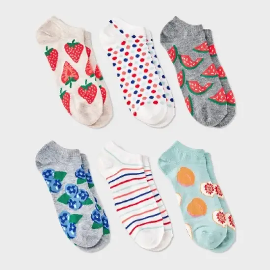 Women's Fruit 6pk Low Cut Socks - Assorted Colors 4-10 image {3}