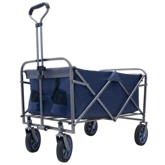 Anybear Multipurpose Collapsible Beach Trolley Blue 150lbs Garden Cart image {2}