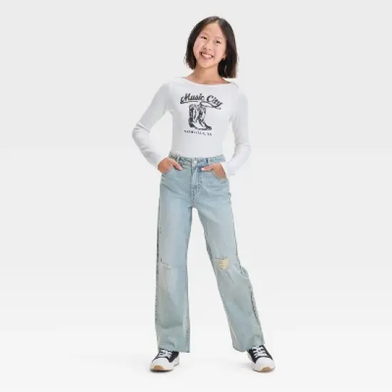Girls' High-Rise Baggy Jeans - art class&trade; image {2}