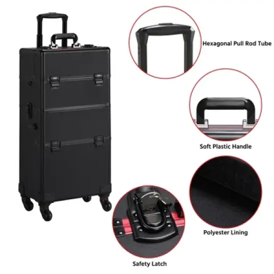 Yaheetech 3 in 1 Aluminum Cosmetic Case Professional Makeup Train Case image {3}
