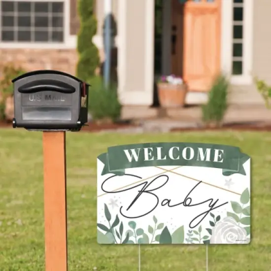 Big Dot of Happiness Boho Botanical Baby - Greenery Baby Shower Yard Sign Lawn Decorations - Welcome Baby Party Yardy Sign image {1}