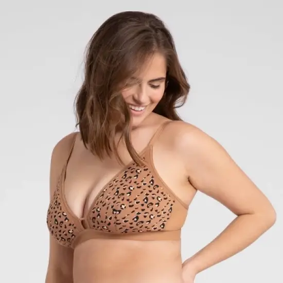 All.You. LIVELY Women's Leopard Print Busty Mesh Trim Bralette - Camel image {1}